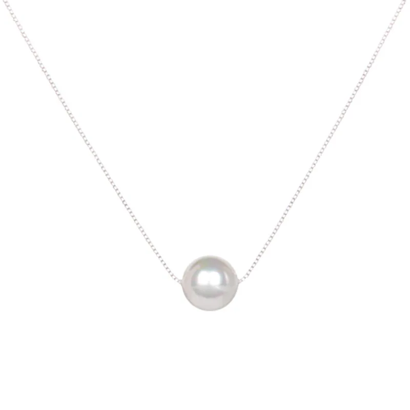 

Design Ins Silver 6mm 8mm 10mm Round Shape Pearl Necklace Pearl Pendant Necklace