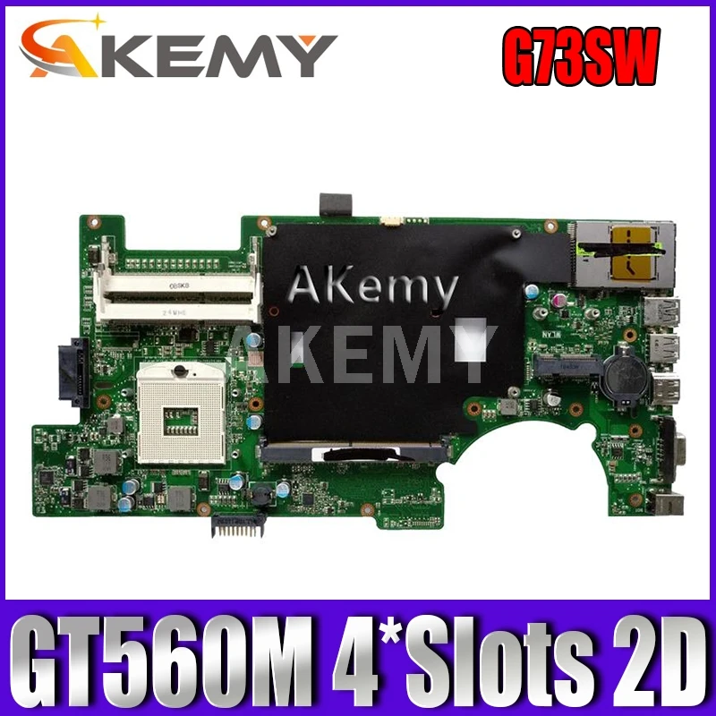 

Akemy G73SW Mainboard REV2.0 For Asus G73SW G73S G73 Laptop motherboard HD3000 100% fully tested HM65 Support GT560M 4*Slots 2D