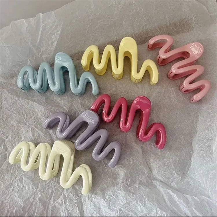 

Wholesale new fashion hair clips wave cream jelly color plastic hair claw clips 11cm large simple women hair accessories