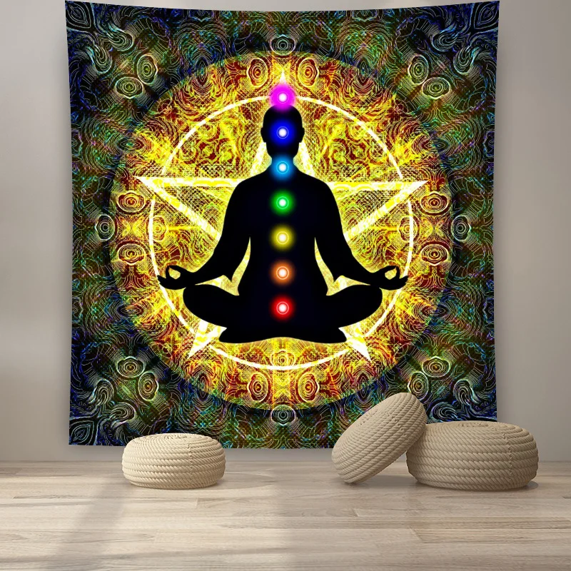 

Room Decorative Wall Hang Custom Tapestry Print Factory Directly Supply No MOQ Home Pink Christmas Vintage Space Yellow Plain