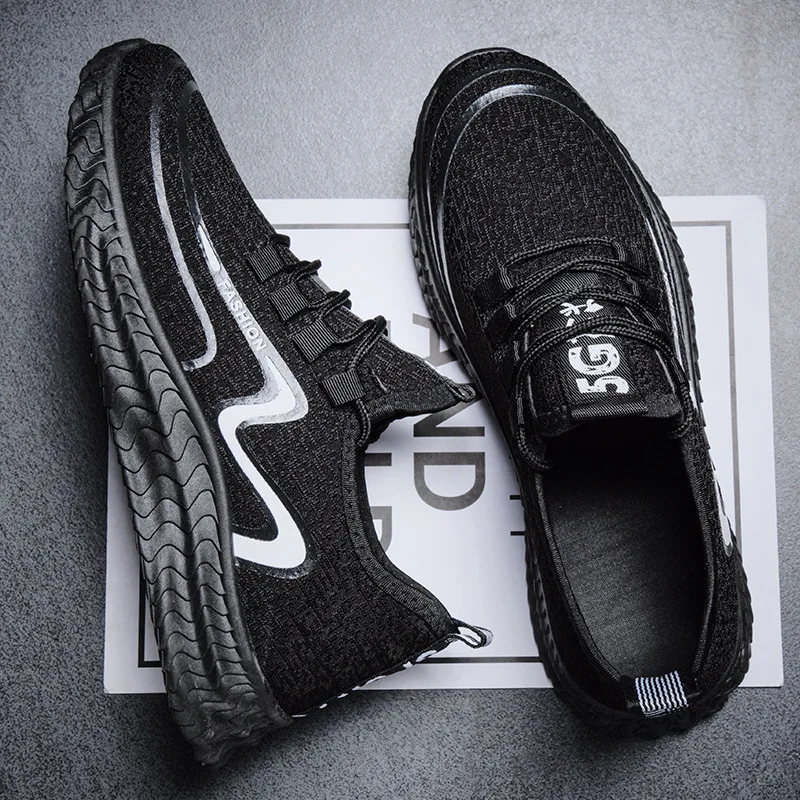 

2020 New Fashionable Women And Men Sneakers Comfortable Running Casual Shoes, Black red, black and white