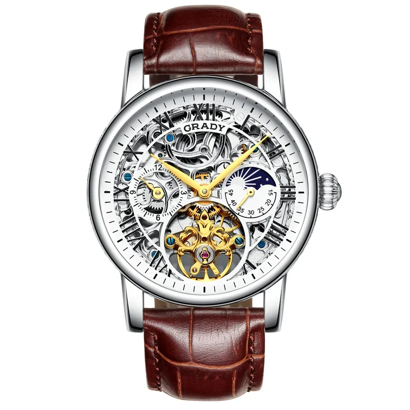 

2020 Custom Mechanical Watch Design Cheap Watches Automatic Movt Skeleton Wristwatch Stainless Steel Genuine Leather Watch