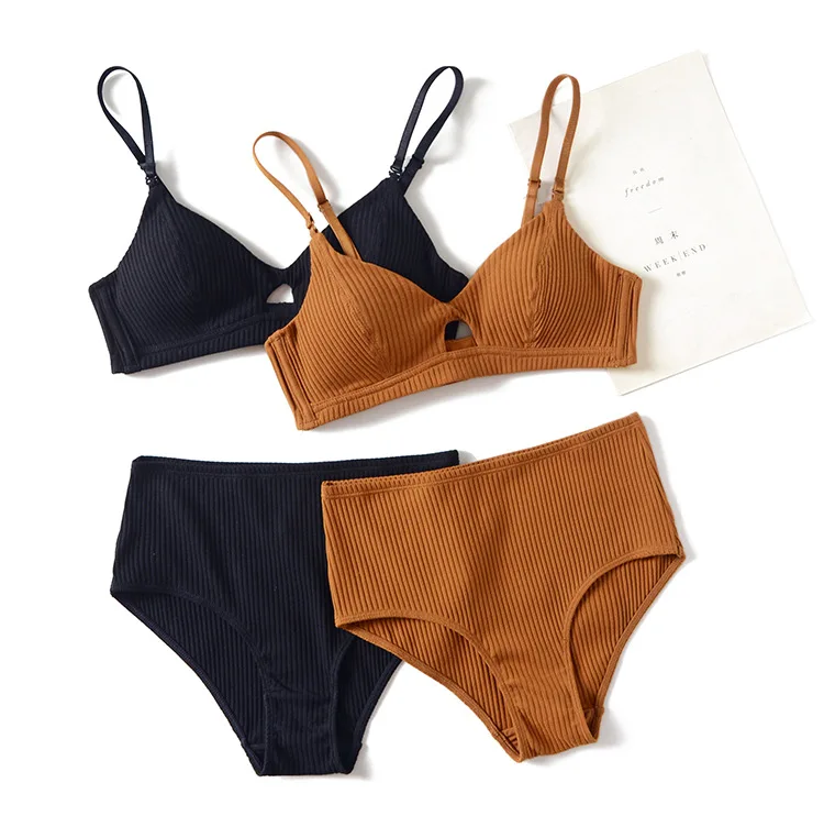

Hot sale Women's Solid Cotton Smooth Seamless Wire Free Lightly Padded Triangle Bra