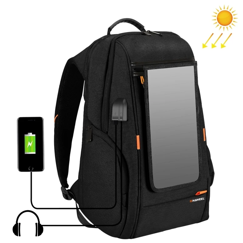 

Upgraded HAWEEL Outdoor 7W Solar Panel Powered Comfortable Breathable Casual Backpack Laptop Bag External USB Charging Port