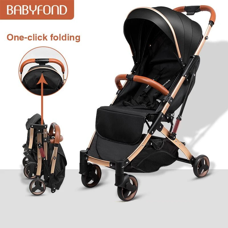 

Babyfond 5.8 kg Light Stroller Gold Frame Car Portable Carriage Umbrella Baby Stroller Newborn Travelling Pram on Plane Gifts