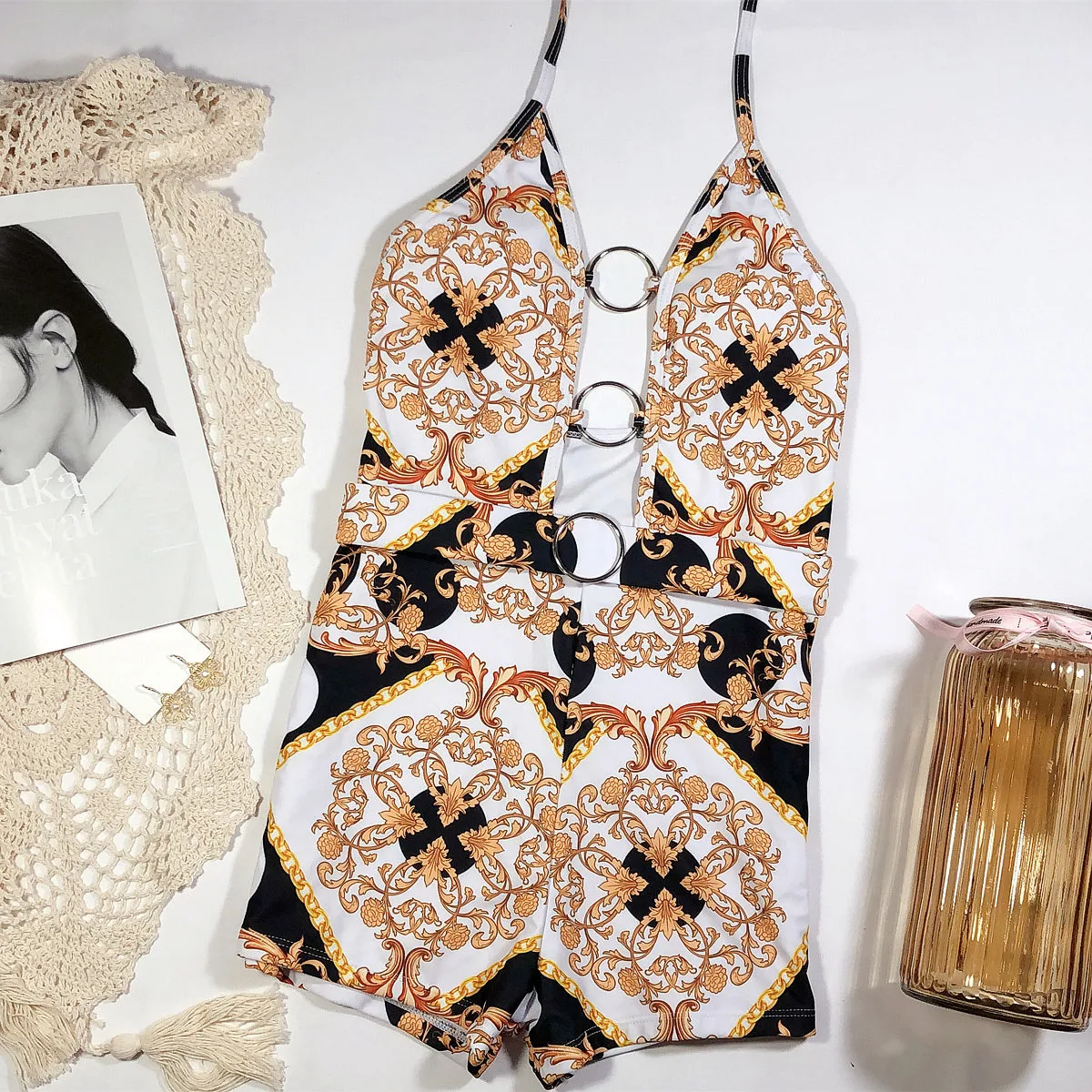 

2 Set Swimming Suit With Tankini Tops And High Waisted Bottom, Customized color