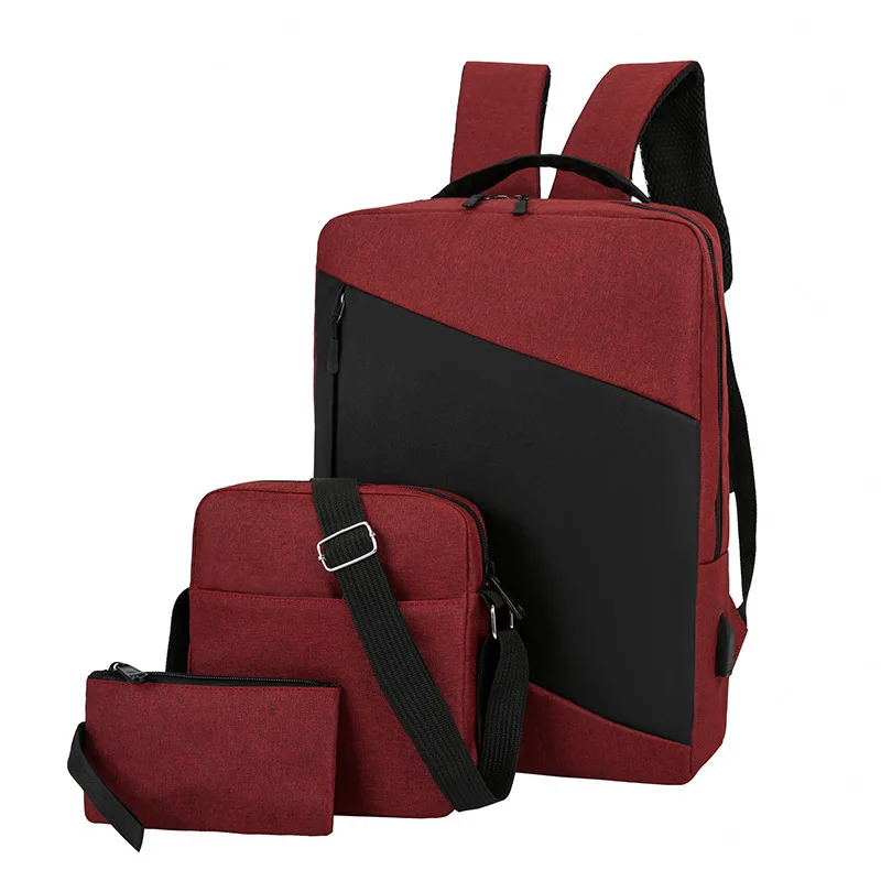 

Hot Sale Three-Piece Suit Large Capacity Laptop Backpack Male And Female High School Students School Bag Set Outdoor Travel Bag, 4 colors or customized