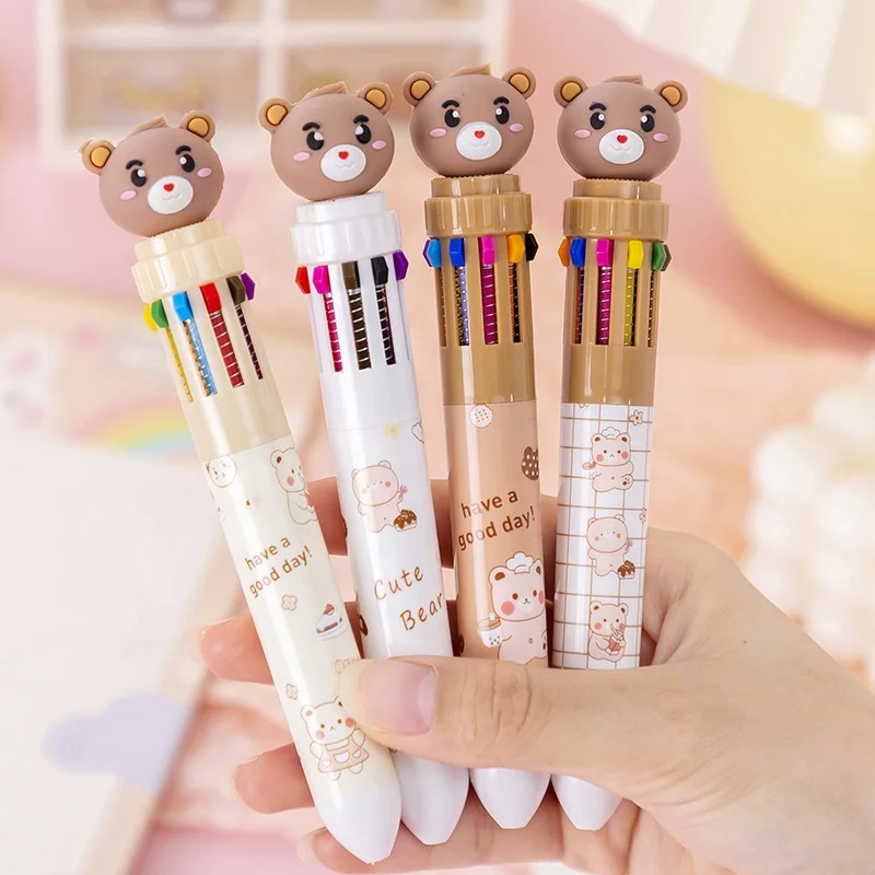 

Wholesale school stationery children cartoon cute bear ballpoint pen 10 colors