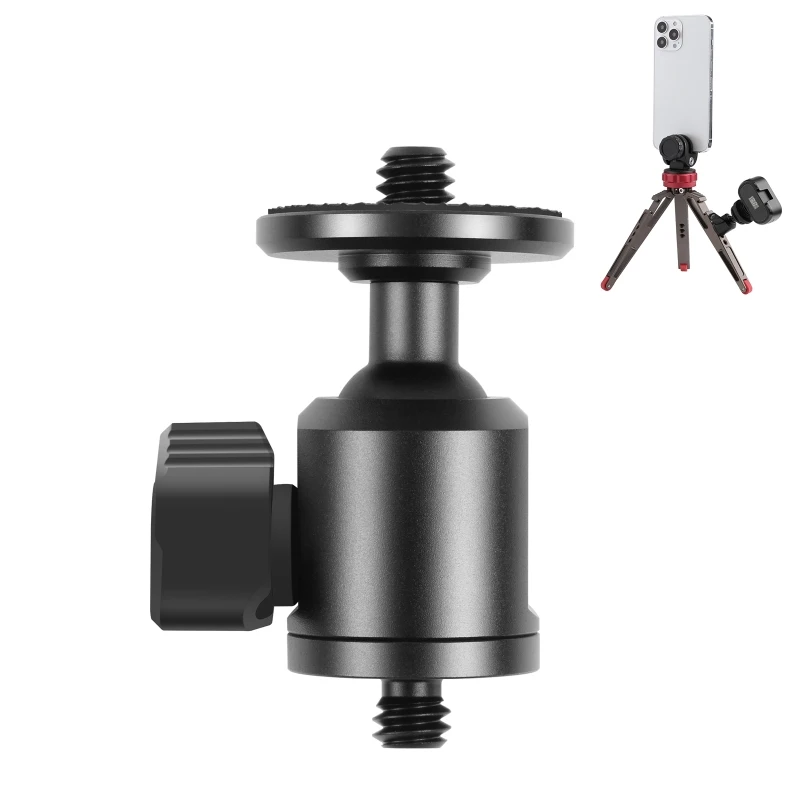 

Portable New PULUZ Outer / Inner Screw Metal Tripod Ball Head Adapter with Knob Lock for Support Camera Accessory, Black