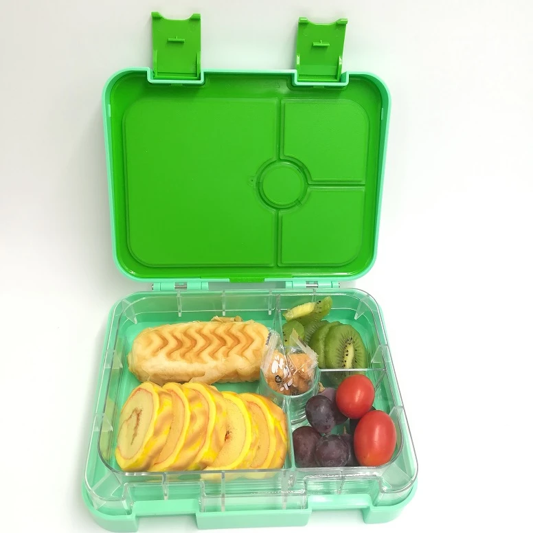 

Plastic Children 4 Sections Eco Friend Kids Lunch Bento Box, Blue/green/pink/purple/white