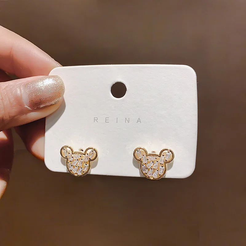 

2021 gold plated rhinestone bear stud earrings designer