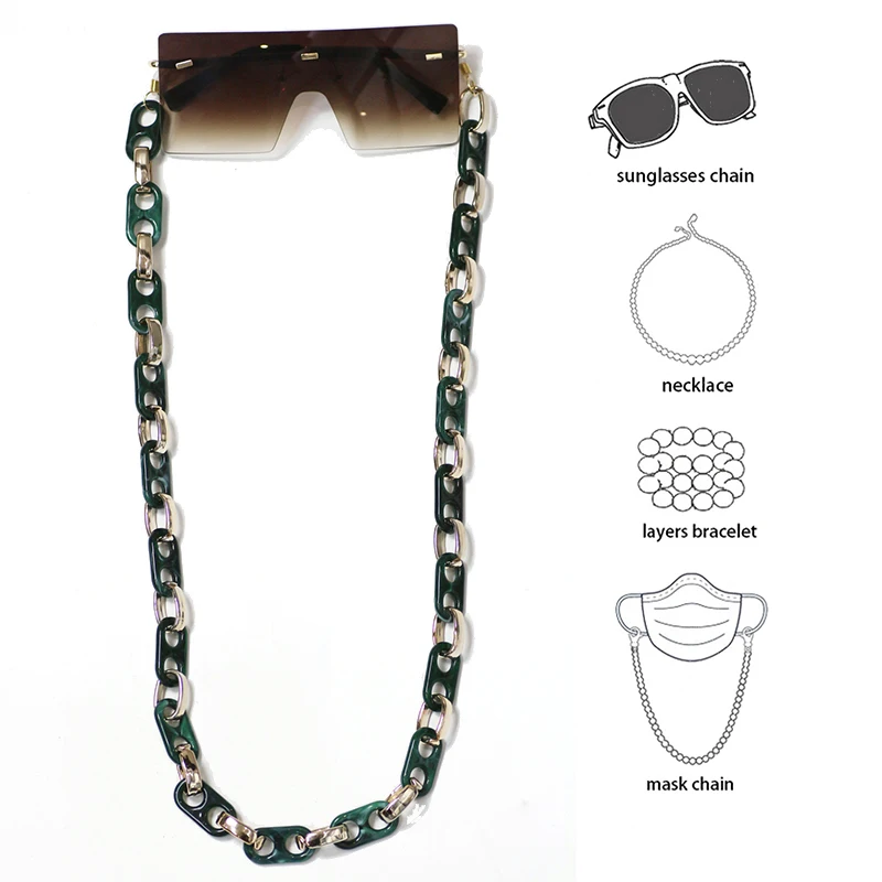 

2021 Stylish Acrylic Acetate Chain Glasses Holder Masked Acetate Chain Necklace With Metal Loop Acetate Eyewear Cord Lanyard, As shown