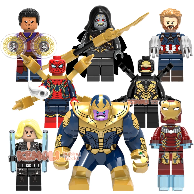 

X0186 Super Heroes Corvus Glaive Black Widow Iron Spider Thanos Wong Man Assemble Building Block Figure Kids Collect Plastic Toy