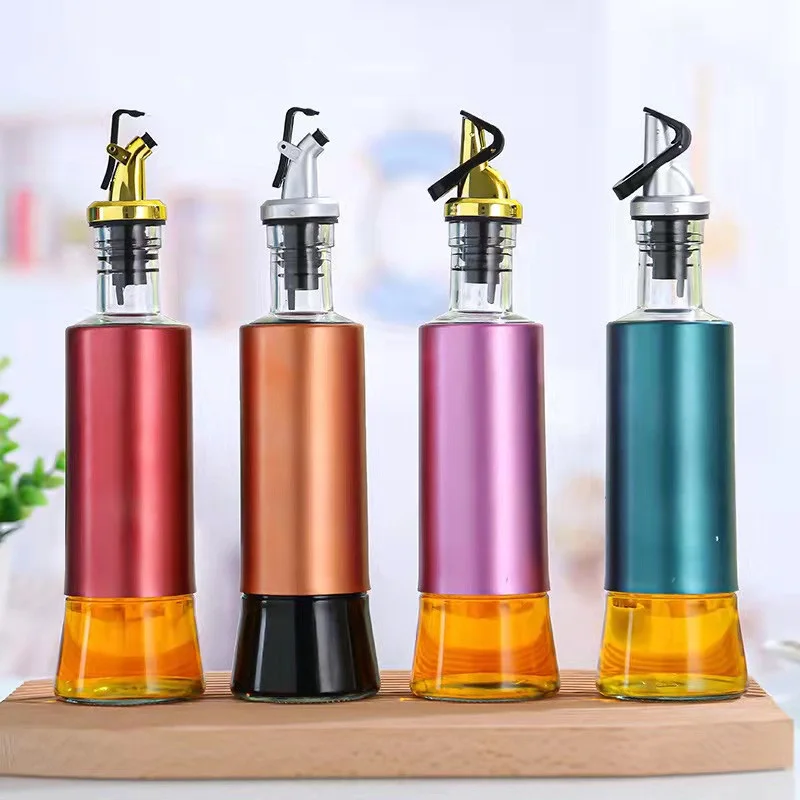 

Oiler Kitchen Glass Oil Tank Leak-proof Soy Sauce Vinegar Seasoning Oil Bottle Household Set Seasoning Jar, Red / blue / orange / purple
