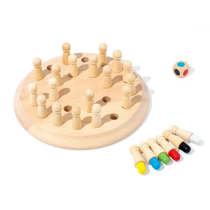 Montessori Children's Wooden Interactive Memory Chess Board Game Educational Color Matching Logical Thinking Toys for Boys Girls