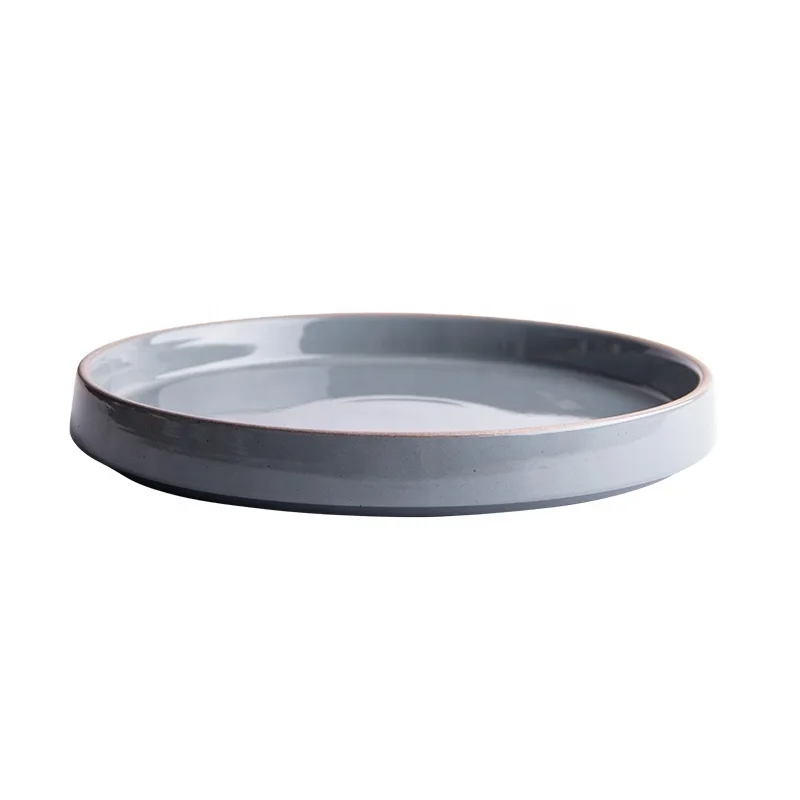 

Korean style factory export 5.5 inch 8 inch 9 inch color blue grey ceramic porcelain dinner plate dishes