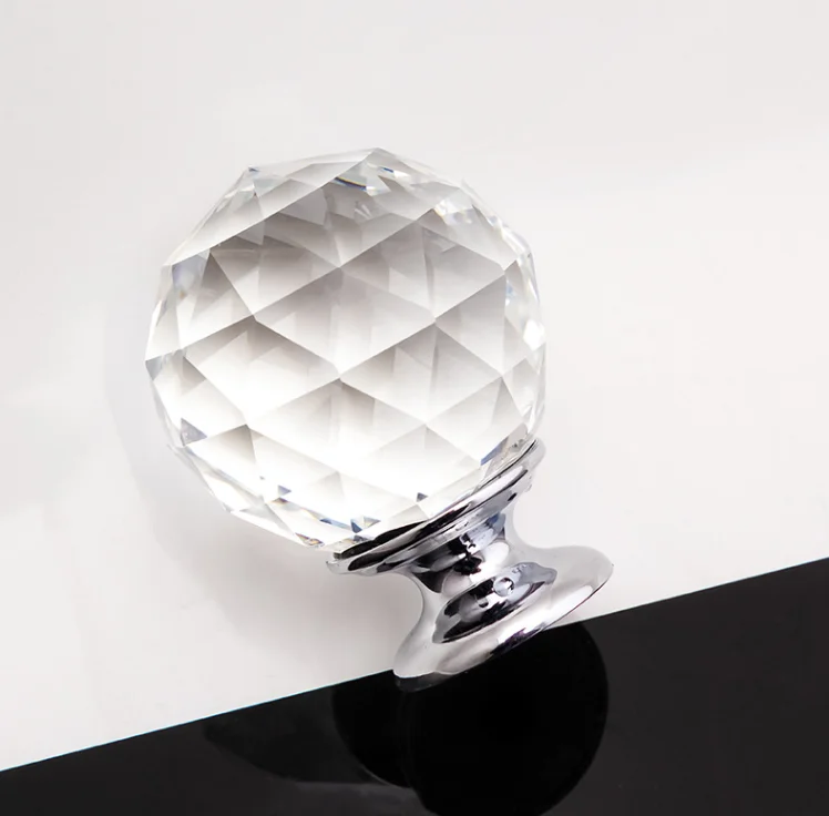 Modern 50mm Large Crystal Knob Zinc Alloy Hardware for Door Furniture Wardrobe Drawer Dresser Cabinet in Living Room Kitchen