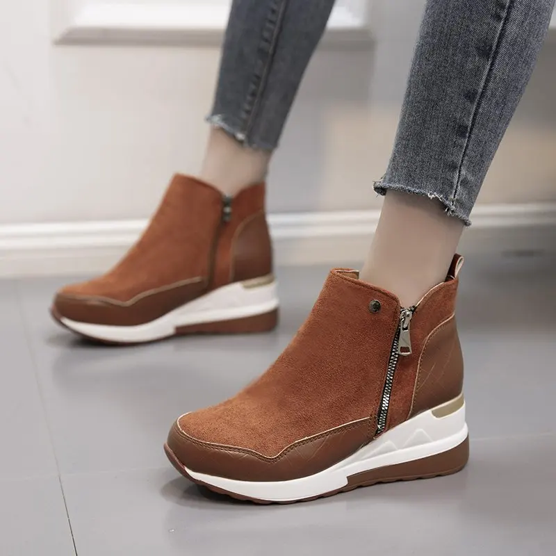 

Women's Casual Shoes Winter new fashion sponge cake thick-soled high-top plus velvet snow boots women's plus size Martin boots