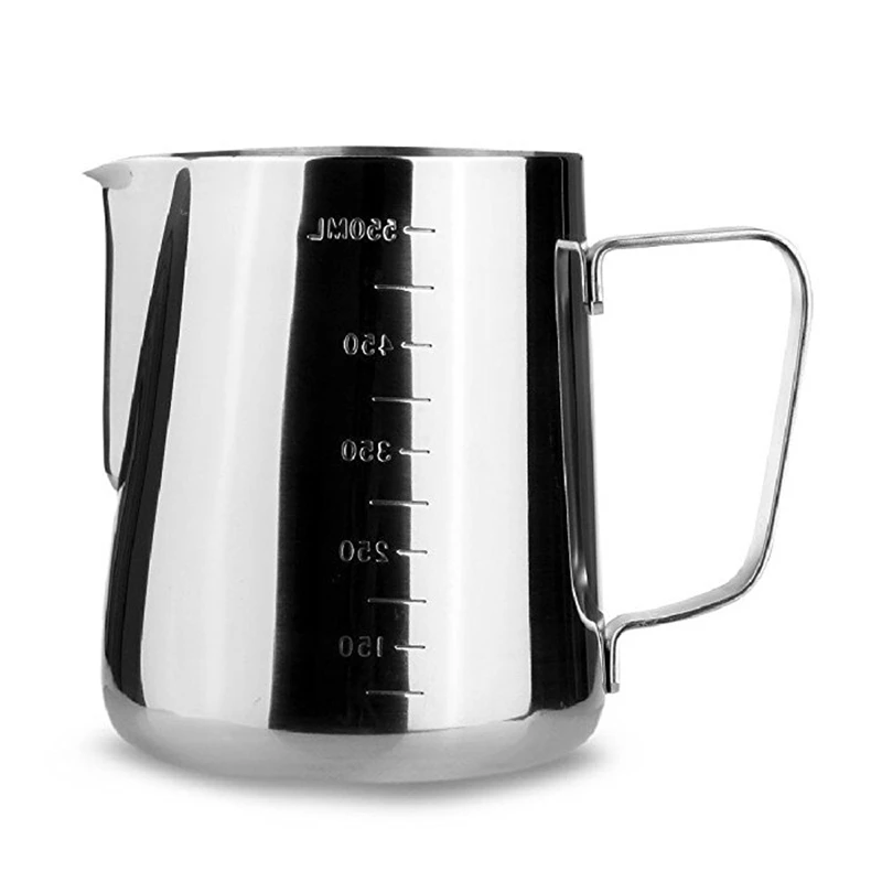 

Barista Coffee Maker Silver Measuring Stainless Steel Latte Art Frothing Coffee Jug Milk Pitcher With Scale, Silver, gold, customizable