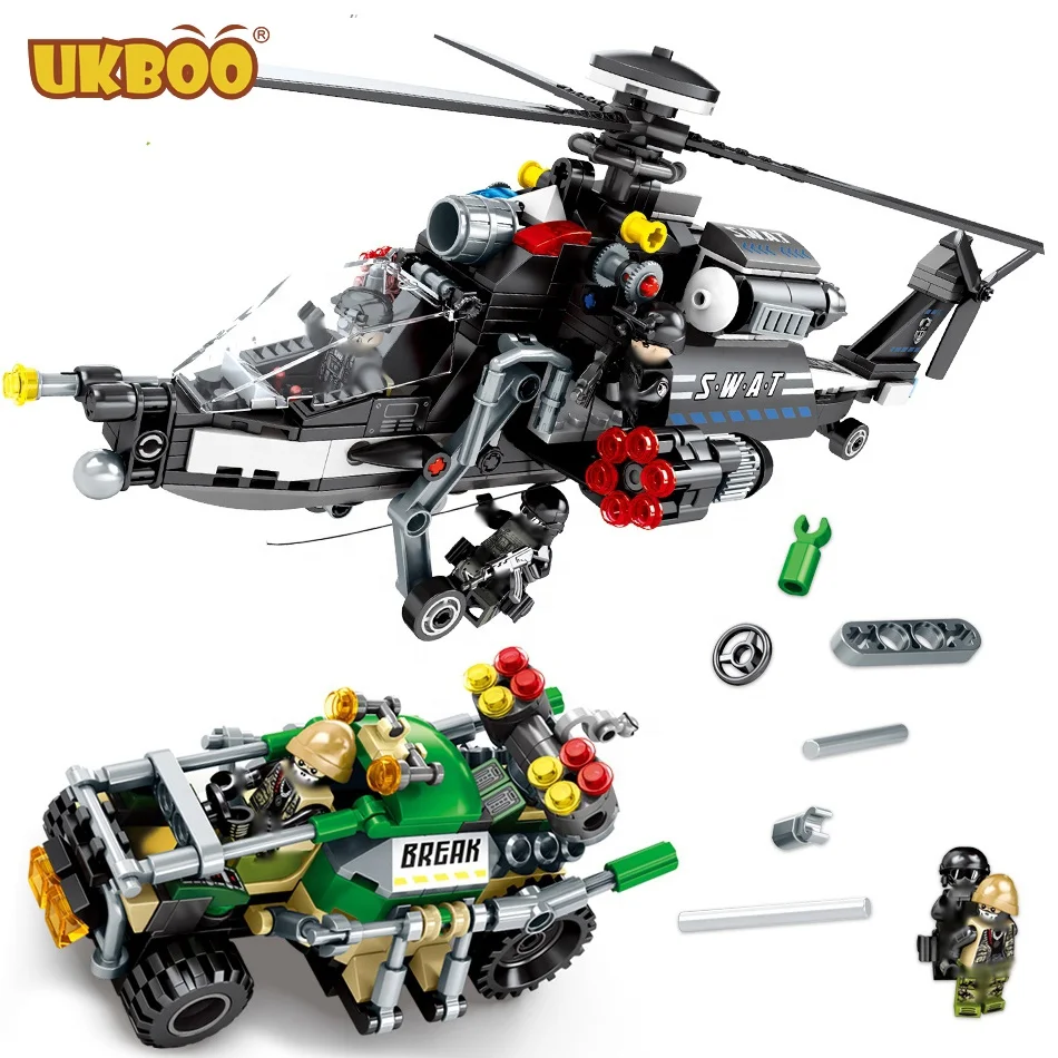 

Free Shipping 502 pcs Hawk- Helicopter Block Gift Military Model Bricks Swat Police Building Block Hsanhe Helicopter Toys