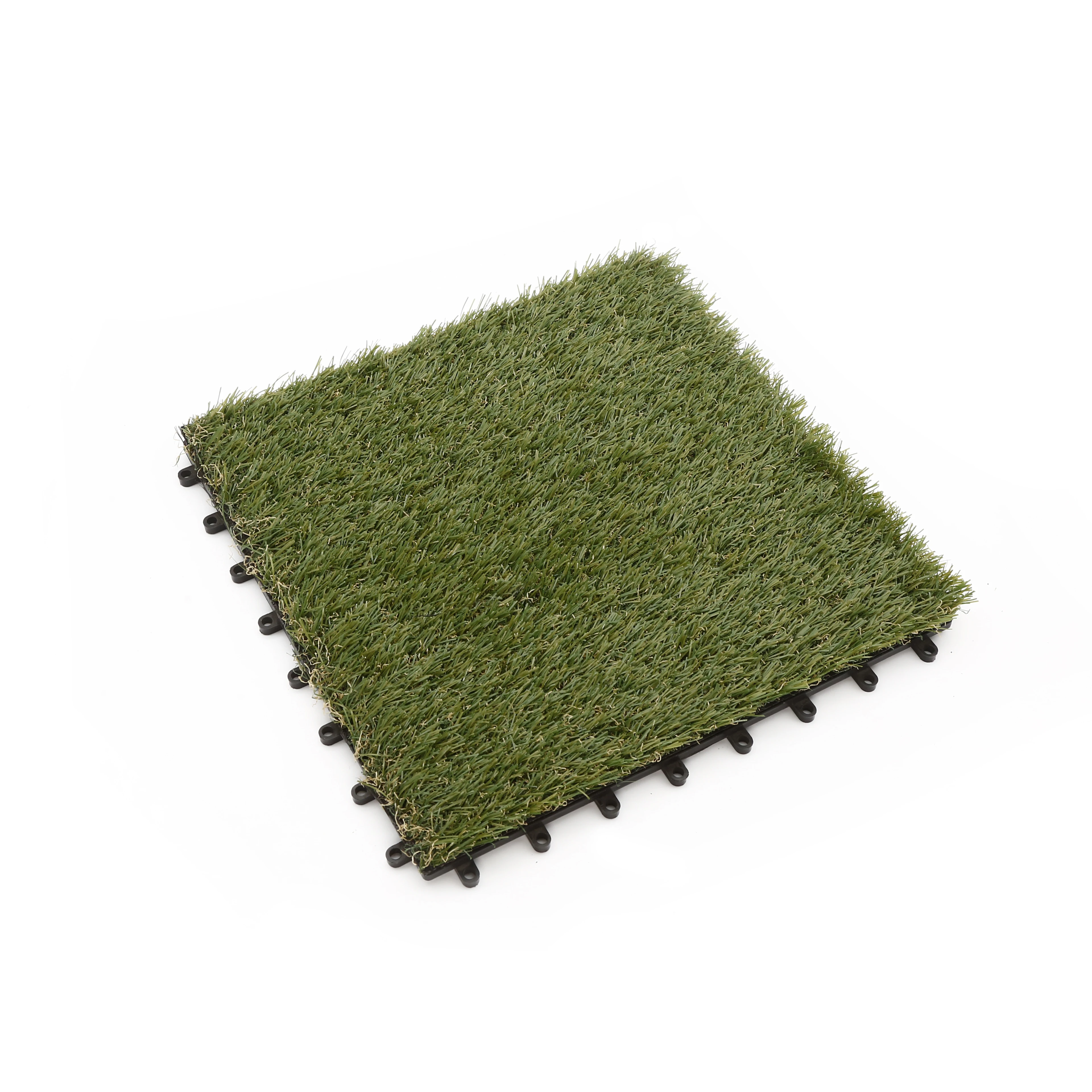 

Interlocking synthetic turf tiles