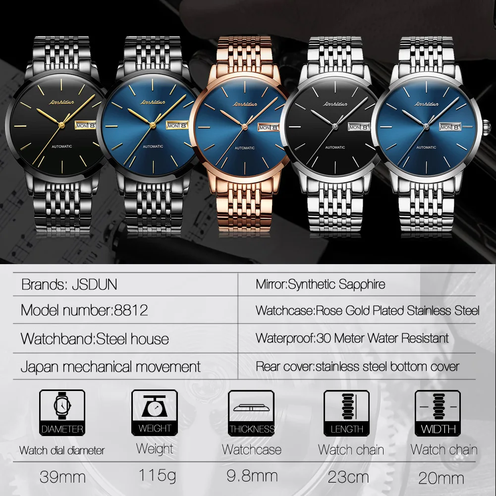 Hot sell High Quality Watch Japan Movt Automatic Mechanical OEM LOGO Dial Face Watch For Women/Men