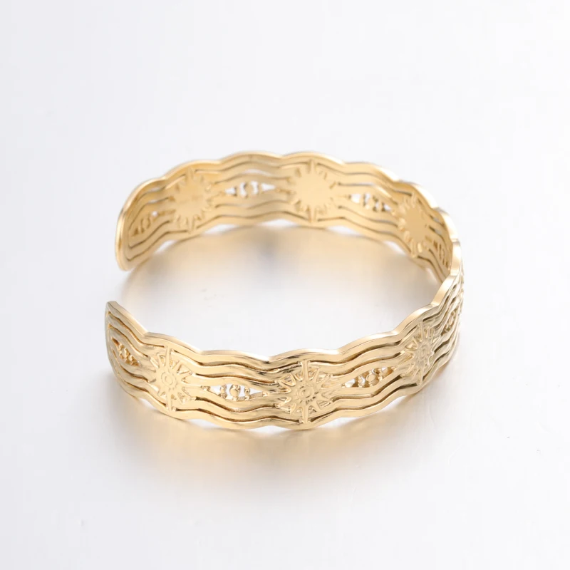 

JB092 Latest Design Multilayer Gold Bracelet 14K Wave Gold Bracelet Fashion Jewelry