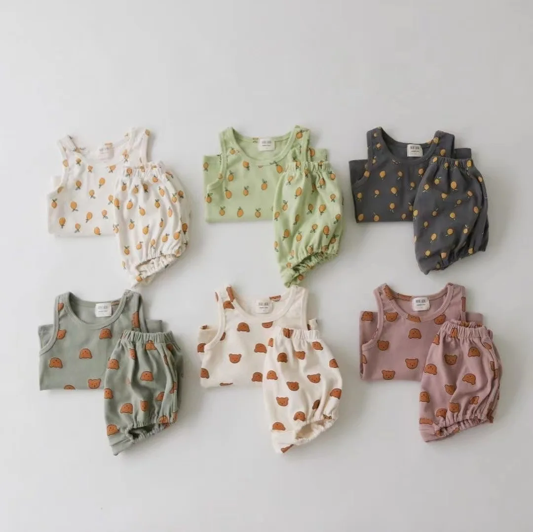 

Wholesale 2021 Summer Soft Cotton Sleeveless Baby Clothes Set Unisex