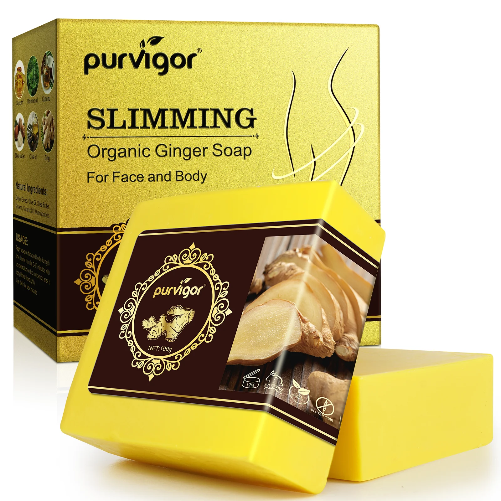 

PURVIGOR private label body detoxification promote blood circulation skin care wholesale natural soap organicginger soap