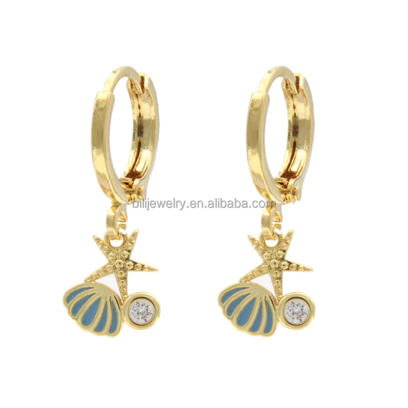 

European hot-selling gold-plated hoop earrings ladies shell zircon drop earrings fancy accessories gifts for women 2021