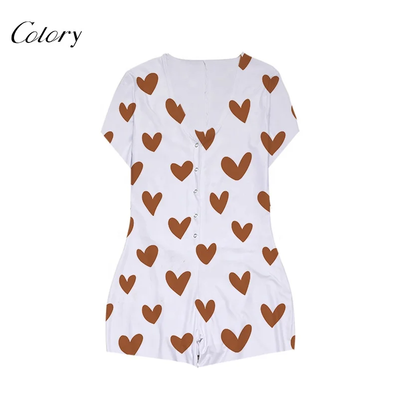 

Colory Women Pajamas Sets Short Sleeve Sexy Onesie Plus Size Sleepwear Women, Customized color