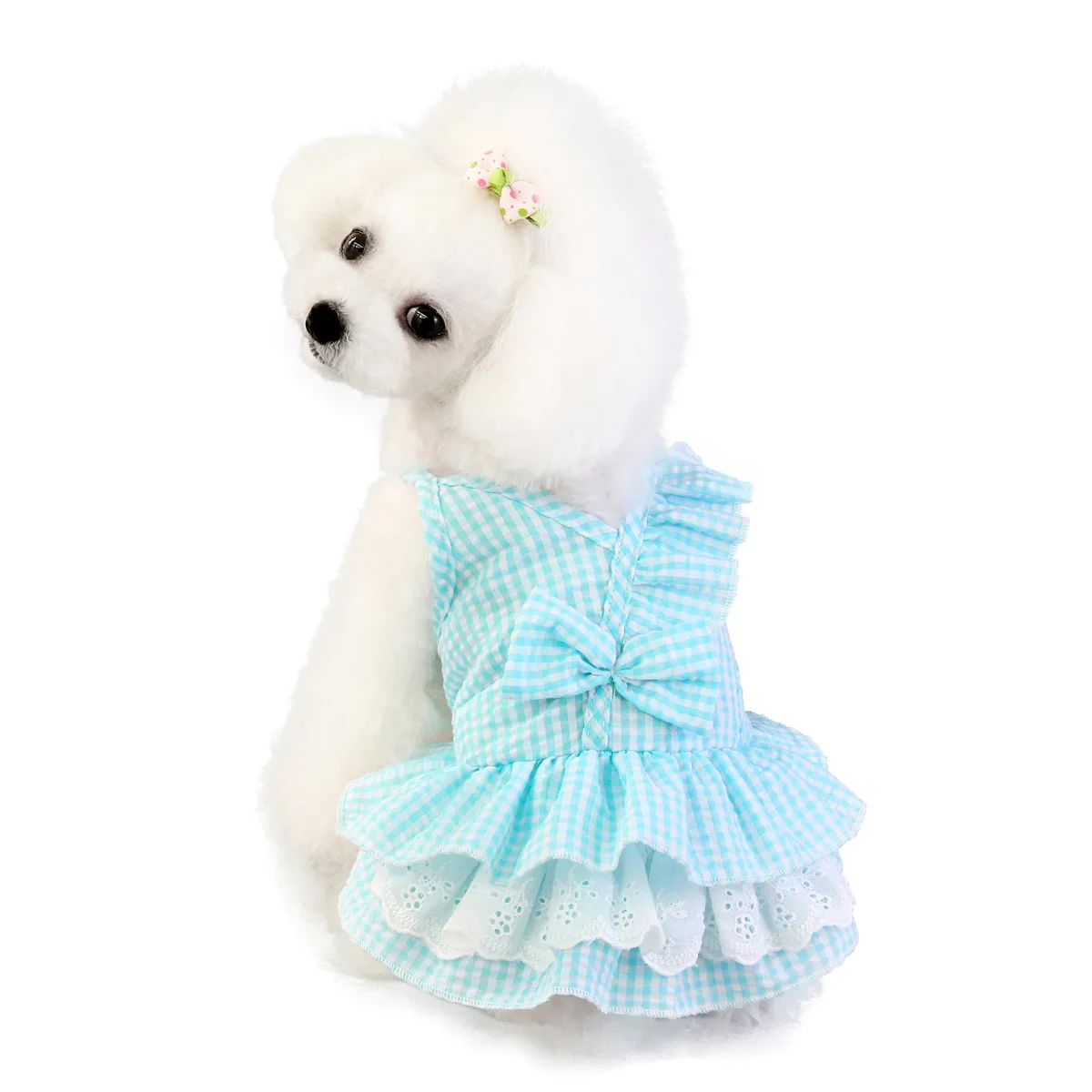 

Custom Wholesale Spring and Summer Pet Apparel Bow Plaid Skirt Dog Dress Clothes