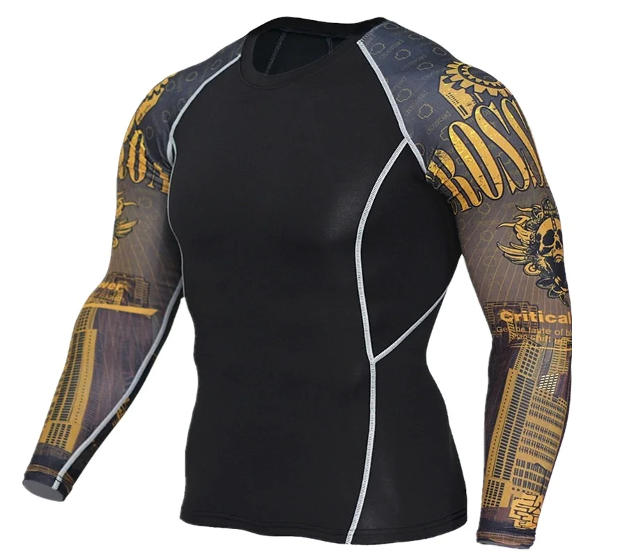 

Men's Fitness Training Suit Long Yellow Sleeve Quick Dry Elastic Tights Outdoor Temperament Sports Suit