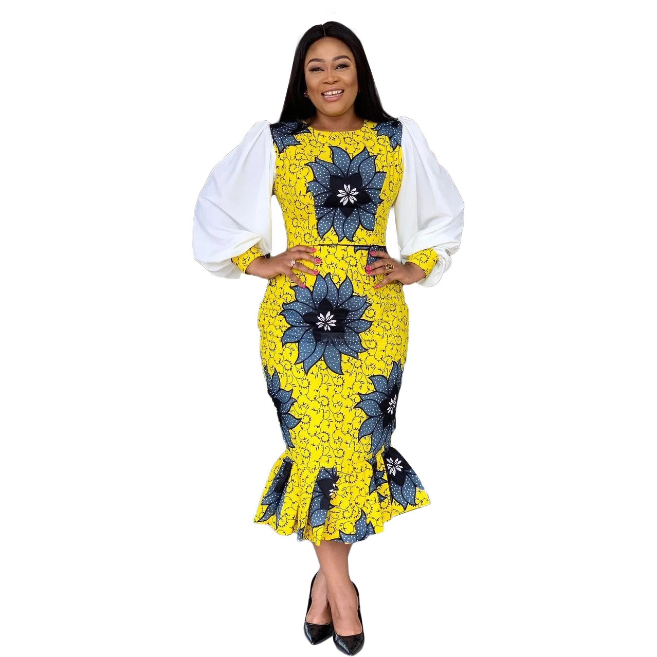 

2021 New arrival women's printed fishtail skirt large size African dress in summer