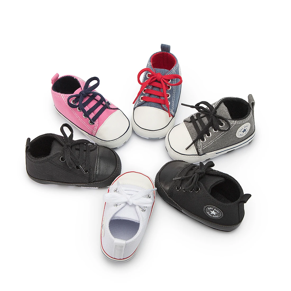 MOQ 1 New fashion Classic Canvas Denim Cotton Soft sole prewalker toddler boy babe shoes, 6 colors