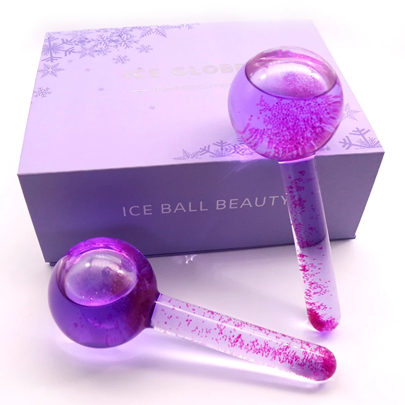 

Hot Sales In Amazon OEM Premium Custom Private Label Frozen Cryo Cooling Massager Purple Ice Globes for Face, Pink, yellow, blue, purple, transparent
