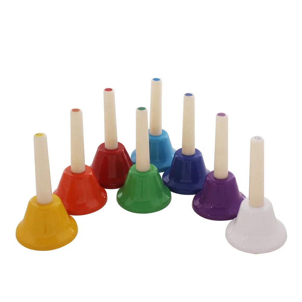 

Colored metal eight-tone children's hand bell 8-tone lesson music toy percussion instrument, Rainbow