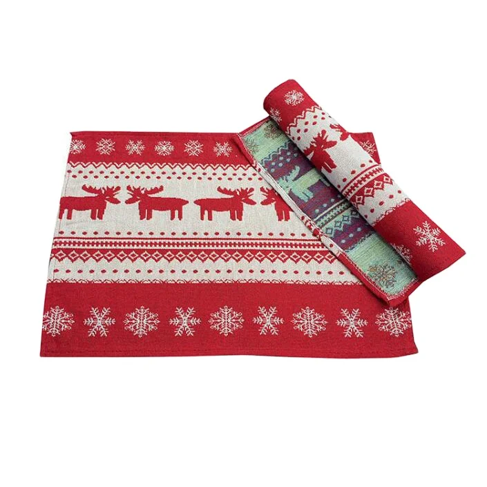 

Christmas Placemats Cartoon Jacquard Table Mat Kitchen Non-slip Table Pad