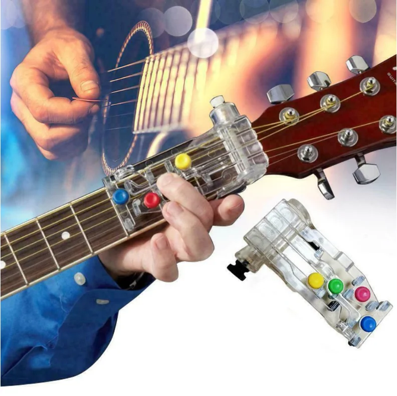 

Portable Colorful 4 Keys Guitar Learning System Finger Protection Guitar Accessories Guitar Chords Teaching Aids For Beginners, As picture shown