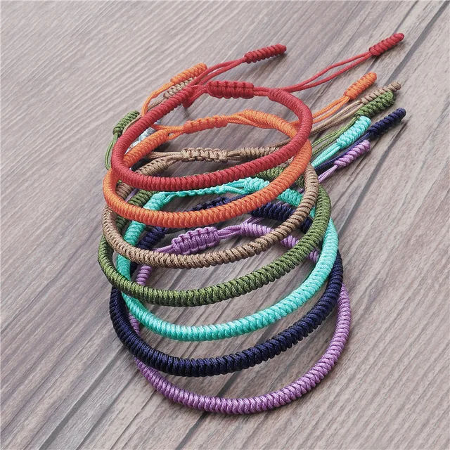 

2021 Adjustable Knots Red Rope Bracelet Braided Macrame Knot Buddhist Tibetan Lucky Bracelet, As picture show