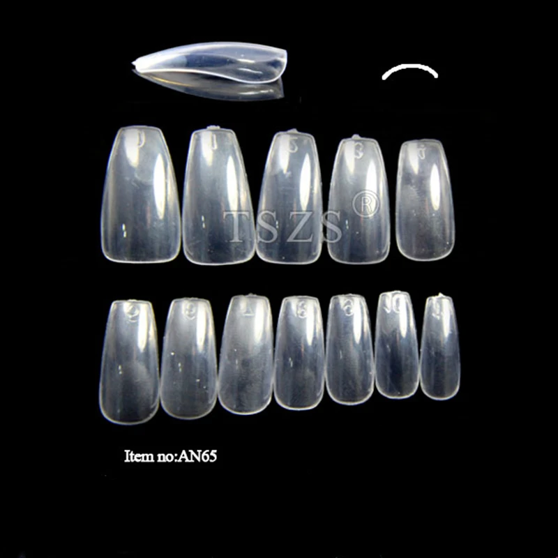 

TSZS Wholesale 500 PCS Professional Transparent Coffin False Nail Tips Full Cover Artificial Finger Nails ABS Nail Product, Clear