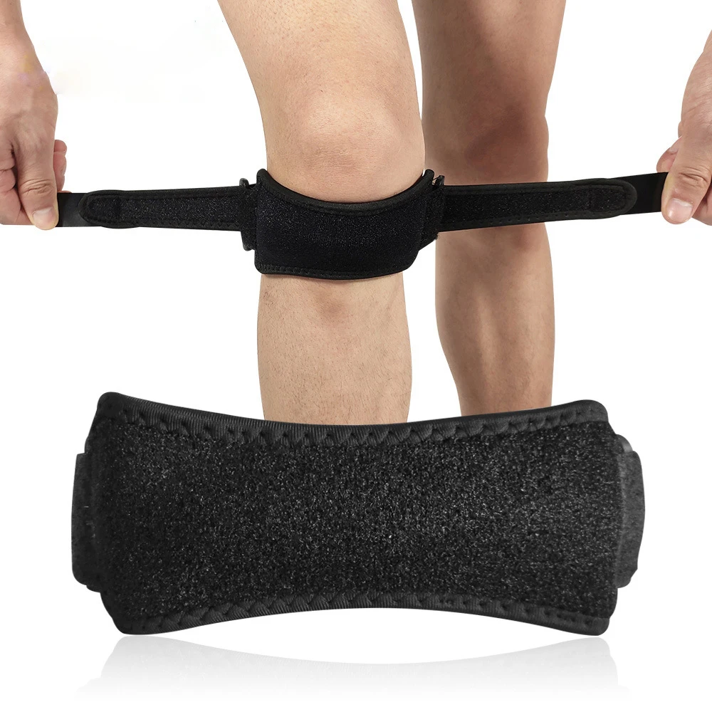 

Factory Wholesale Adjustable Patella Tendon knee pad support Soft Pad protector Patella Tendon Belted Sports Black Knee Brace, Black,blue,pink