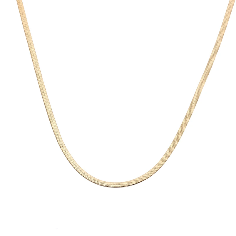 

Gemnel classic sterling silver 14k gold snake herringbone chain necklace women men jewelry