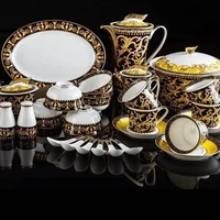 

Hand Painting With Real Gold Dinner Ware Bone China Dinner Set For 6 Person