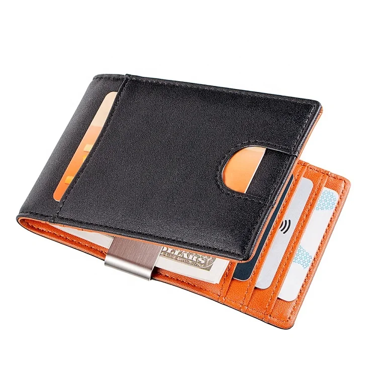 Men's Money Clip PU Leather Canvas Short Wallet Card Holder Bifold Purse Pocket 