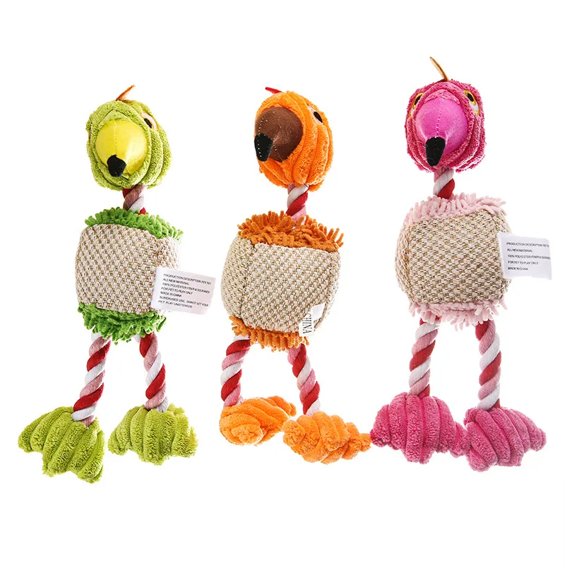 

Dog plush toy eco friendly dog toy cotton rope pet toy walking bird