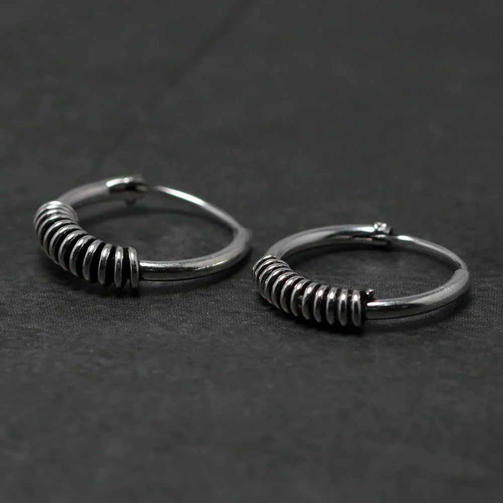 

8.5mm Round Small Huggies Hoop Earrings Jewelry With Spiral Coilsr