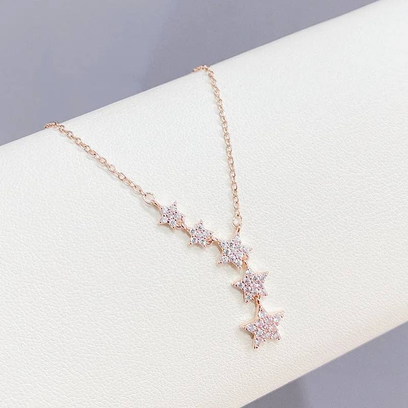 

Sexy Women Long Chain Micro Pave Cz Star Charm Link Chain Long Y Lariat Necklace