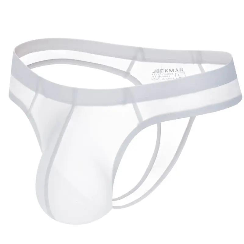 

JOCKMAIL sexy gay jockstrap microfiber ultra-thin ice silk thong G-string underwear for men U-convex large pocket boxer briefs, 7 colors