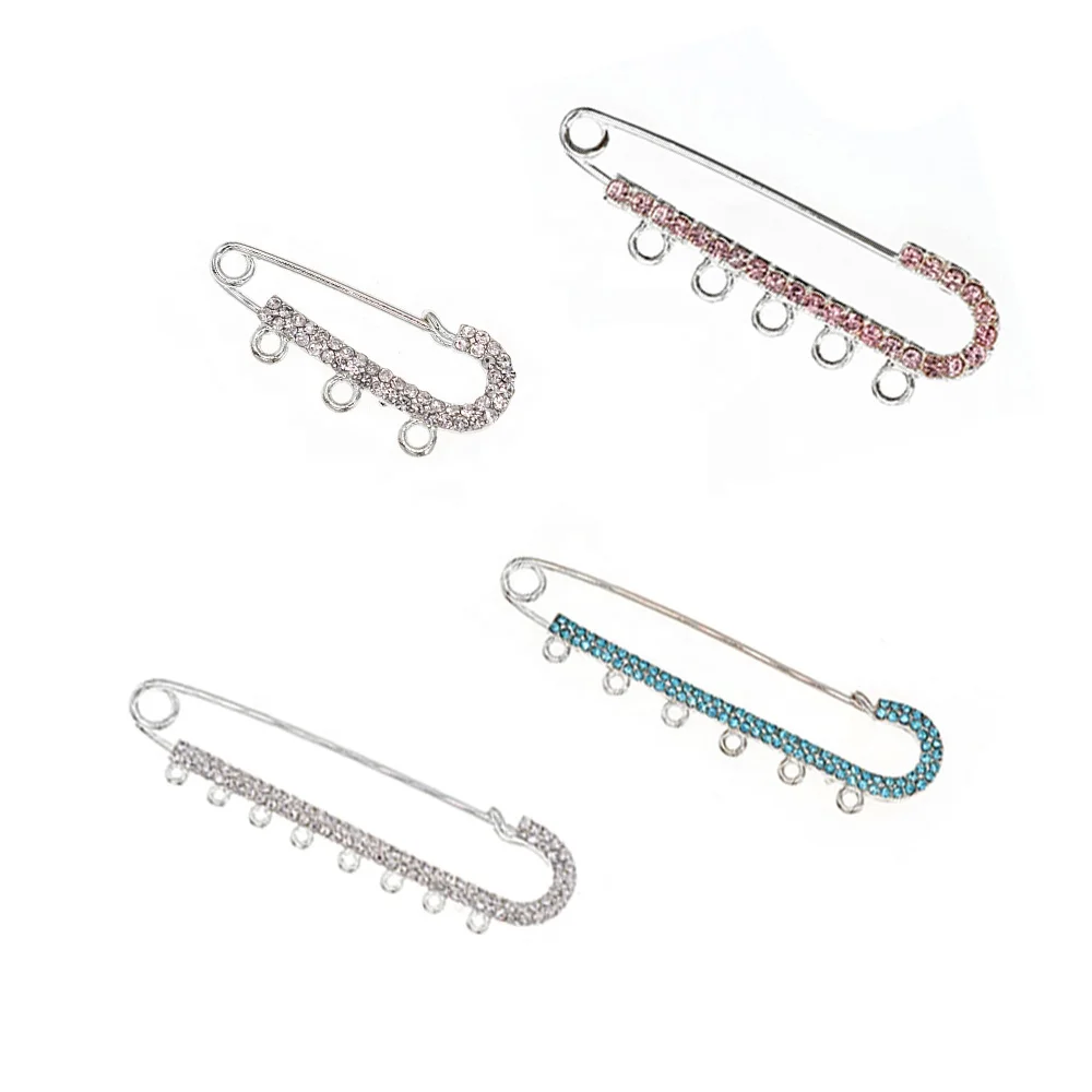 

pin for kids big large pin 4cm 8 cm 10 cm 6 3 loops silver plated pink blue rhinestone small charms Brooch baby pins